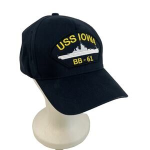 USS Iowa BB-61 Baseball Cap Navy Blue Embroidered Ship Hat Snapback Adjustable